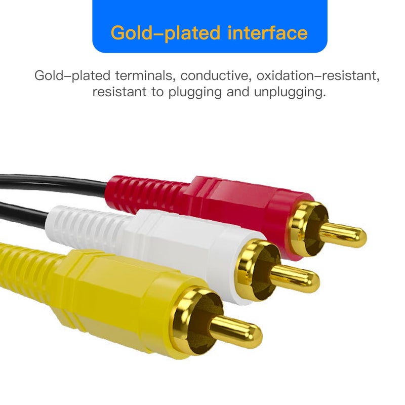 HTDYOO RCA Cable, AV Cable Gold Plated, Yellow/White/red connectors 3 Male to 3 Male-4.6 Feet/1PCS - Image 3